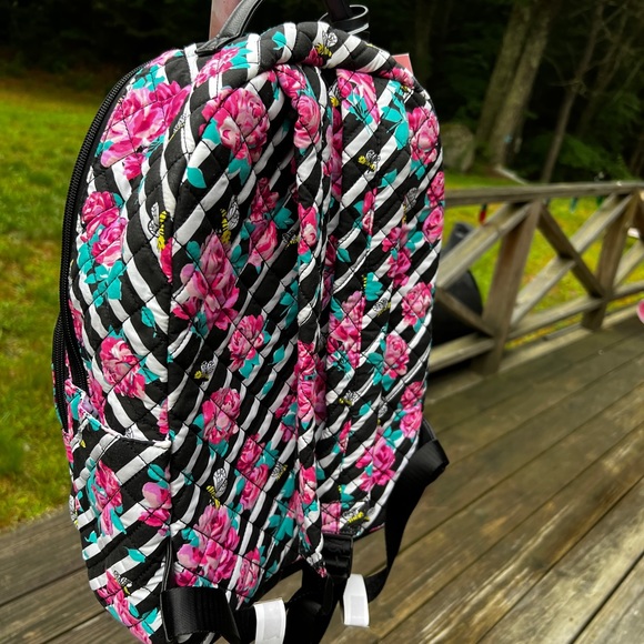 Betsey Johnson Quilted Roses Bees Backpack - Picture 6 of 11
